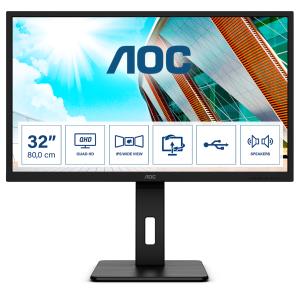 Desktop Monitor - Q32P2CA - 31.5in - 2560x1440 (WQHD) - Black - 4ms IPS speakers
