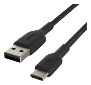 USB-a To USB-c Cable Braided 0.15m Black