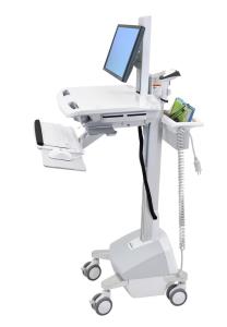 Styleview Emr LCD Cart LiFe Powered Pivot (white Grey And Polished Aluminum) CHE