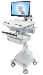 Styleview Cart With LCD Arm SLA Powered 1 Drawer (white Grey And Polished Aluminum) CHE