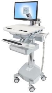 Styleview Cart With LCD Arm LiFe Powered 1 Drawer (white Grey And Polished Aluminum) CHE