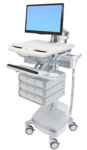 Styleview Cart With LCD Arm SLA Powered 9 Drawers (white Grey And Polished Aluminum) CHE