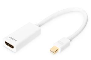 DisplayPort adapter cable, mini DP - HDMI type A M/F, 15cm DP 1.1a, CE white