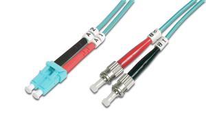 Fiber Optic Patch Cord, LC to ST Multimode 50/125 , Duplex Length 10m Class OM3