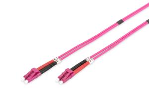 Fiber Optic Patch Cord, LC to LC Multimode OM4 - 50/125 , Duplex, color RAL4003 Length 7m