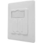Wallplate for Keystone Jacks, German Type 80x80 frame, 50x50 central plate incl. dust cover design compatible, pure white