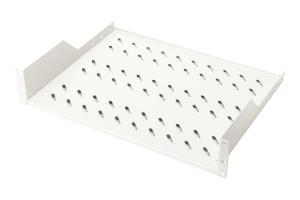 2U rack mount fixed shelf vented, color grey (RAL 7035), up to 25 kg, 85x483x350 mm