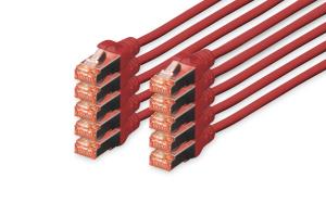Patch cable - CAT6 - S/FTP - Snagless - Cu - 3m - red - 10pk