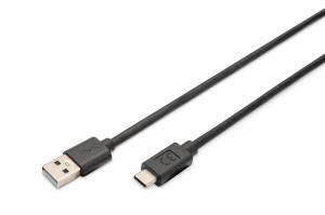 ASSMANN USB Type-C connection cable, type C to A M/M, 3m 3A, 480MB, 2.0 Version, black