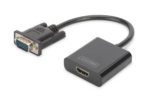 VGA to HDMI Converter + Audio (3.5mm) Full HD (1080p), cable type 15cm black