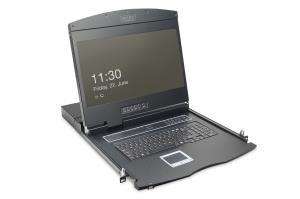 Modularized 48.3cm (19in) TFT console with 8 port Cat.5 KVM, RAL 9005 black - Qwerty UK