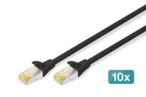 Patch cable - CAT6a - S/FTP - Snagless - Cu - 0.5m - black - 10pk