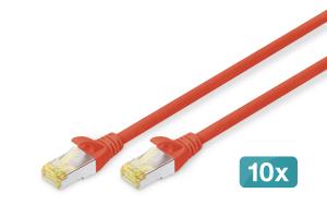 Patch cable - CAT6a - S/FTP - Snagless -  2m - red - 10pk