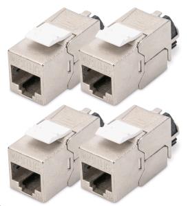 CAT6A Keystone Jack shielded, tool free connection - intelligent cable manager - 4 Pcs