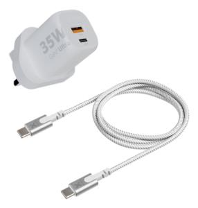 Wall Charger Ultra Essential Xec035cg Gan 35w + USB-c Cable White