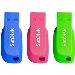 SanDisk Cruzer Blade - 16GB USB Stick - USB 2.0 - blue, green, pink (pack of 3)
