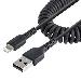 USB To Lightning Cable - Coiled Cable - 50cm Black