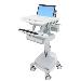 Styleview Laptop Cart SLA Powered 1 Drawer (white Grey And Polished Aluminum) CHE