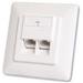 CAT 5e wall outlet, shielded 2x RJ45, 8P8C, LSA, color pure white, flush mount