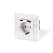 Safety Wall Outlet, 2x USB, USB output total: 5V 2.1A, Input: AC 250V 50Hz, RAL 9003 white