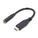USB Type-C Audio adapter cable, Type-C - 3.5mm M/F, 20cm Audio input/output, Version 3.1, CE, black