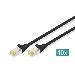 Patch cable - CAT6a - S/FTP - Snagless -  2m - black - 10pk