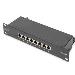 Patch Panel CAT6A shielded,8-Port 1U, 10in rack mount, black RAL 9005